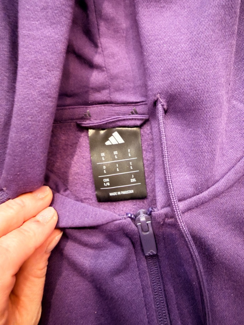 adidas Purple Full-Zip Hoodie with Matching Trim unisex - Picture 2 of 2